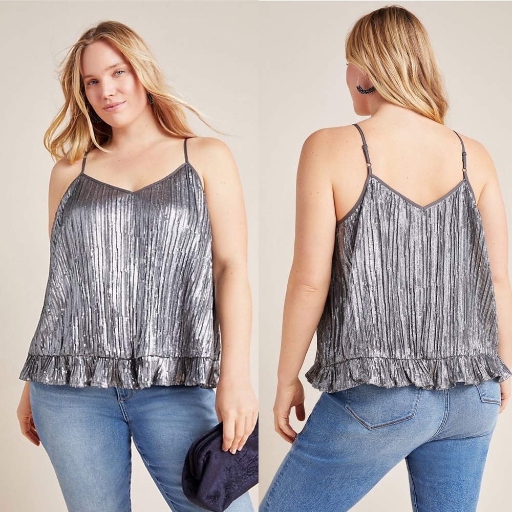 NWT Anthropologie Sequins Peplum Cami Top